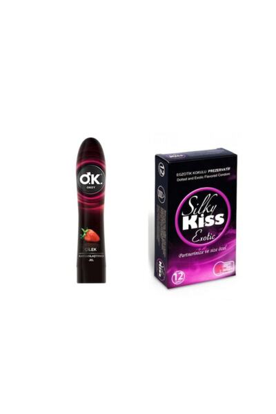 Okey Çilek Kayganlaştırıcı Jel 100 ml -Silky Kiss Exotic 12 li Prezervatif