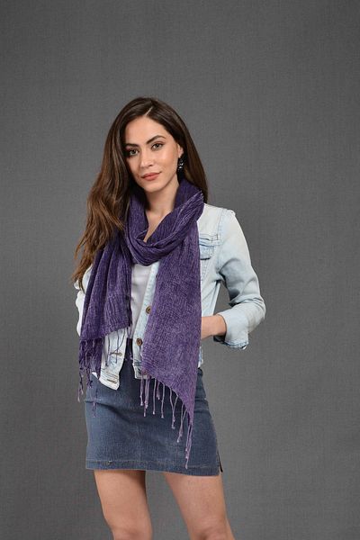 Dosimira Unisex Purple Denim Grinding Cotton Scarf