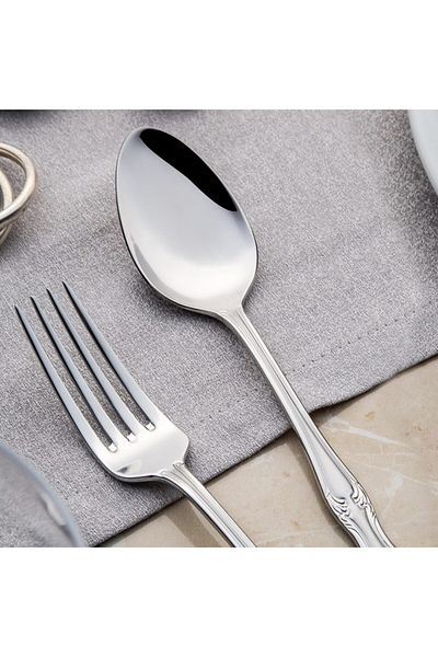 Nehir Lalezar 60 Piece Plain Fork Spoon Set Set for 12 People Without Knife