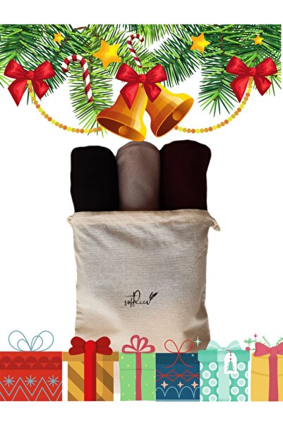 Softlier Σετ 3 χτενισμένα βαμβακερά σάλια μαύρο-γκρι-μπορντό