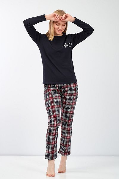Moda Clubu Women's Red Plaid Pajama Set Long Sleeve Mc2020-080
