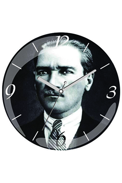 3M صورة أتاتورك ساعة حائط كتم الصوت من الزجاج الحقيقي