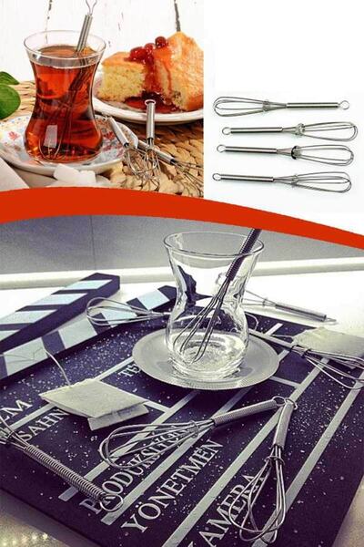 RoseRoi 4-Piece Whisk-Shaped Teaspoon Mini Whisk