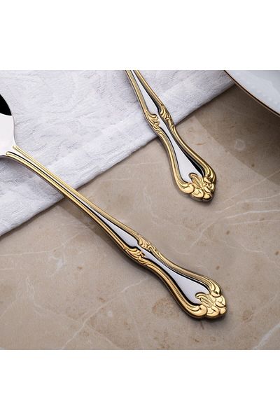 Nehir Lalezar Gold Dessert Fork Gold Plated 12 Pieces