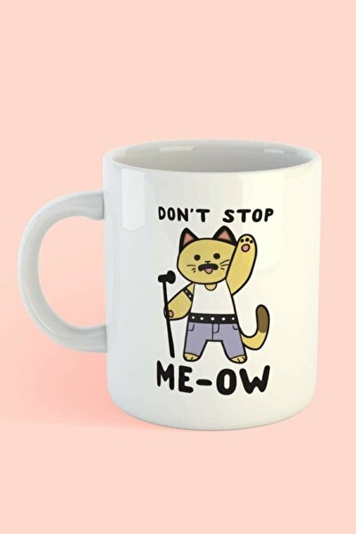 MapavriShop كوب أبيض مطبوع عليه Don't Stop Me-ow هدية عصرية