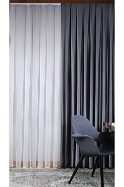 VANESSA PERDE Tamamen Düz Naturel Tül Desensiz Kalın Doku Kırışmaz Ekru Renk ...