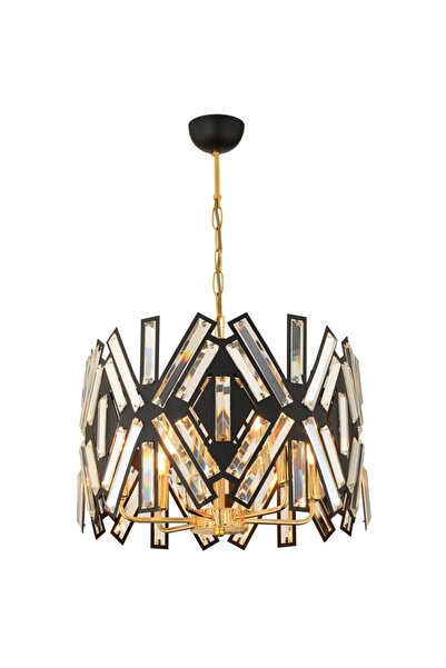 Trendylight Eksen 6 Lı Siyah Renkli Kristal Camlı Modern Sarkıt Avize