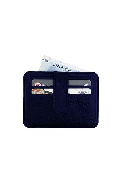 Garbalia Shelby Navy Blue Genuine Leather Card Holder Wallet