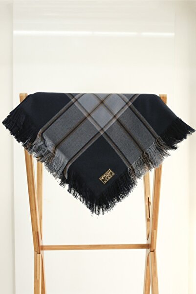 Özer Atkı Kadın Lacivert Yöresel Desen Yün Atkı