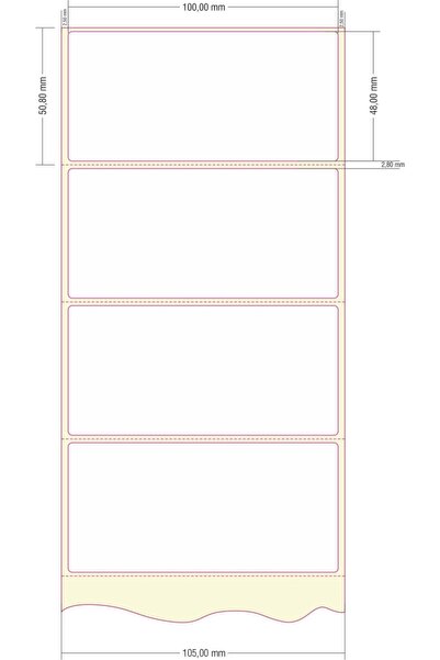 İSTANBUL BİLGİSAYAR FORM Eko Termal Yapışkanlı Renkli Etiket 50x100mm 1 Ruloda 750 Adet /