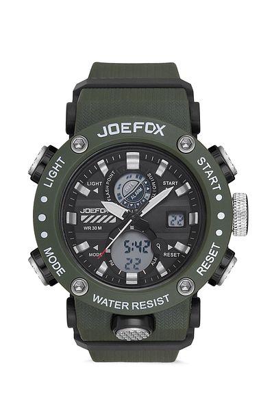 Joefox Men's Green Digital Analog Silicone Cord Wrist Watch