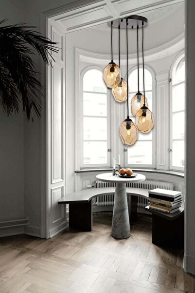 Tavcam Yakut 5 Li Sarkıt Avize Tepsi - Siyah