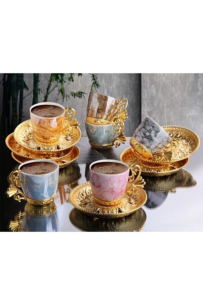 MOS'EV Gold Coffee Set 12 Pieces for 6 People 6 Colors