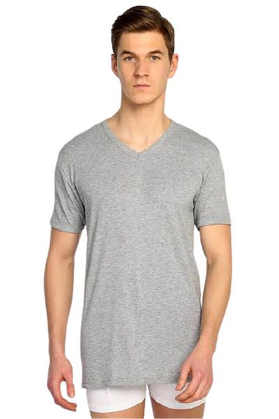 Tutku Men's V-Neck Rib Tank Top - Half Sleeve Single