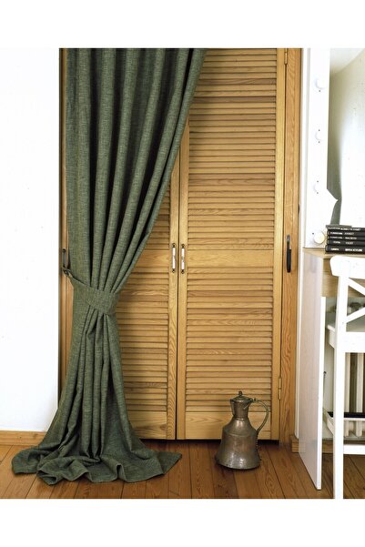 MASSARELLI Fon Perde Keten Yeşil Pilesiz