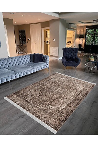 NaRStore Home Decoser 2024 Kahverengikaymaz Pamuk Tabanlı Yıkanabilir Halı Kilim