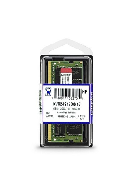 Kingston Kıngston Kvr24s17d8/16 16gb 2400m Ddr4 Sodimm Notebook Ram, 1,2v