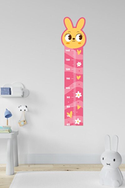 cokindirimli ملصق حائط مسطرة قياس الارتفاع على شكل أرنب وردي لطيف للأطفال