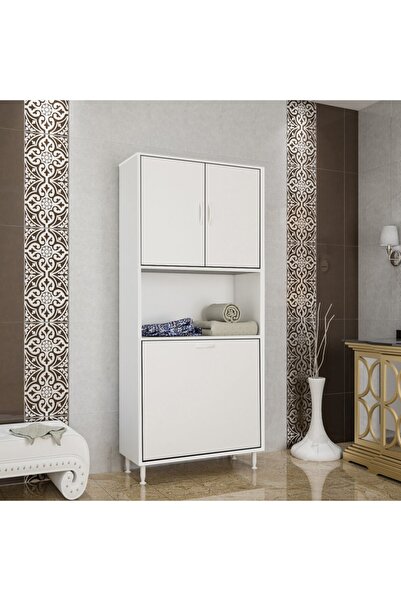 Modilayn Milano İki Sepetli Kirli Çamaşır Çok Amaçlı Banyo Dolabı