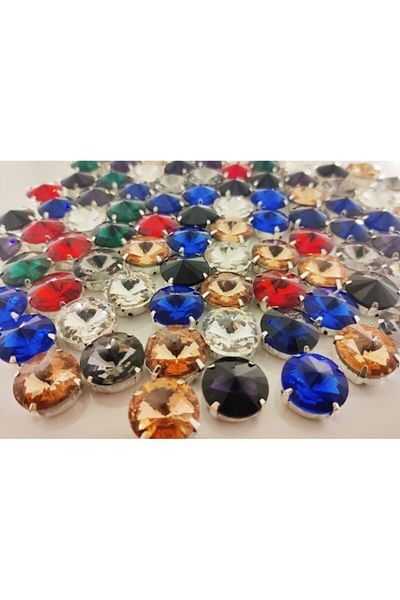 yiğit aksesuar 18 Mm (1.8 Cm) Mixed Case Planted Glass Stones 100 Pieces