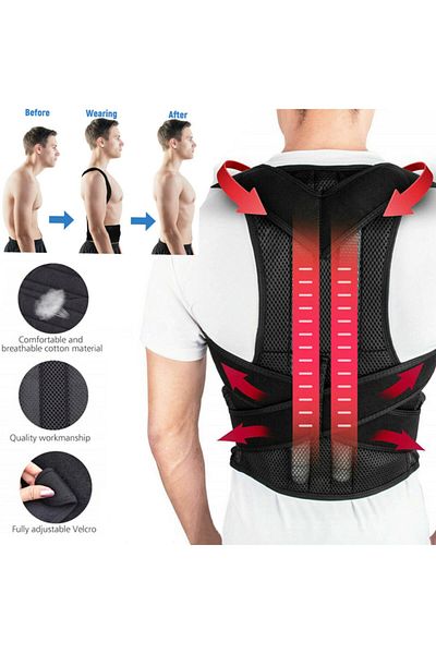 Ankaflex Unisex Μαύρος κορσές όρθιας στάσης Καμπούρα Διπλό σύρμα στήριξης σπονδυλικής στήλης Κορσέ πλάτης μέσης