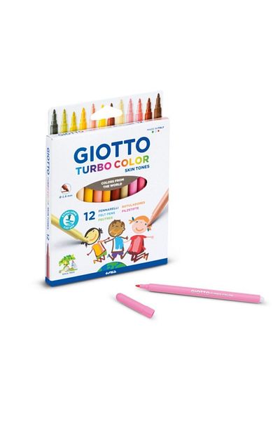 Giotto Turbo Color Skin Tones Felted Crayons Set 12 Colors