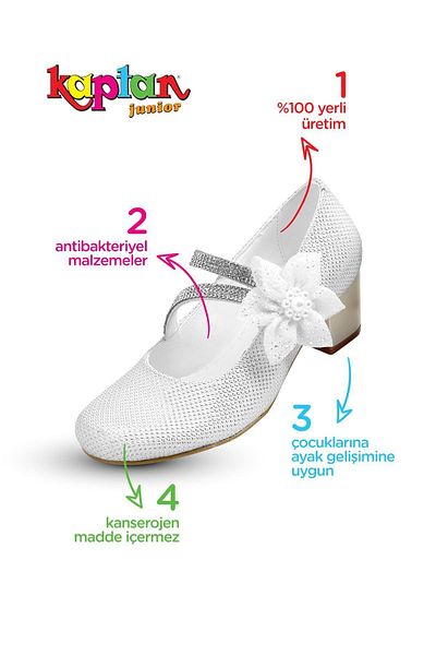 KAPTAN JUNIOR Girl's Heeled Evening Dress Shoes Ballerinas CREAM