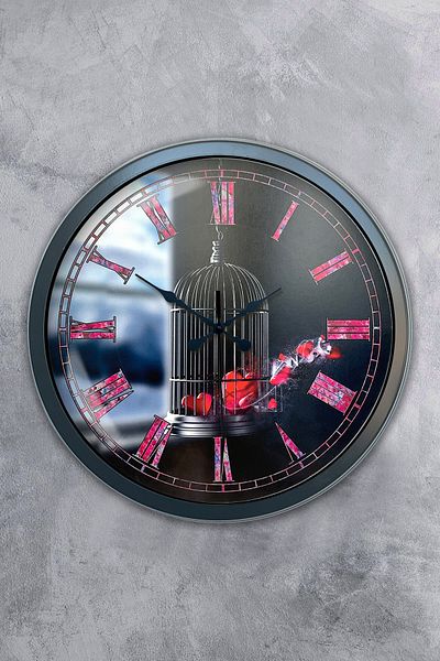 Kasva Concept Gift 40 cm White Metal Bird Cage Wall Clock
