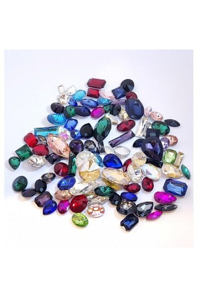 yiğit aksesuar Mixed Crystal Glass Stone Package 100 Pieces