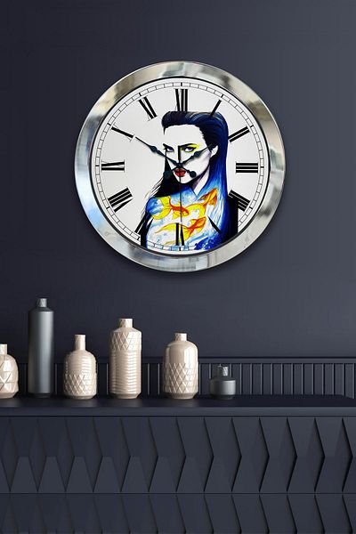 Kasva Concept Gift 36 cm Chrome Metal Figure Wall Clock