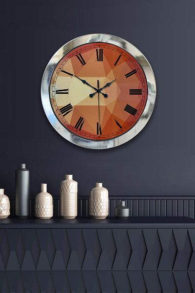Kasva Concept Gift 36 cm Chrome Metal Patterned Wall Clock