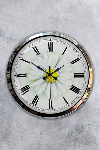 Kasva Concept Δώρο Ρολόι τοίχου 40 εκ. Χρώμιο Μεταλλικό Daisy