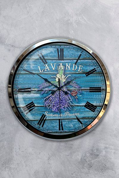 Kasva Concept Gift 40 cm Chrome Metal Lavender Wall Clock