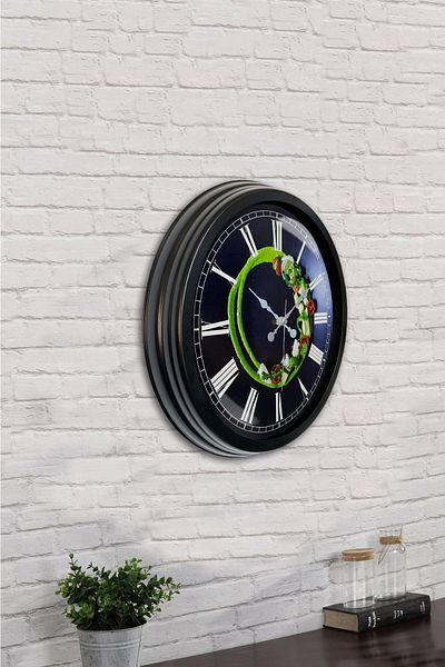 Kasva Concept Δώρο 40 εκ. Μαύρο Μεταλλικό Ρολόι Κουζίνας Τοίχου