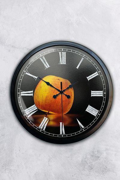 Kasva Concept Gift 40 cm Black Metal Apple Wall Clock