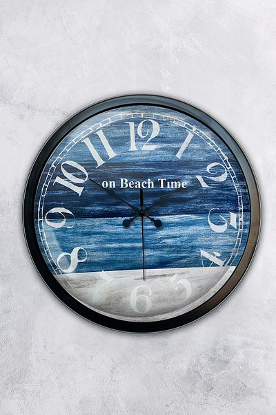 Kasva Concept Ceas de perete Beach Time din metal negru de 40 cm