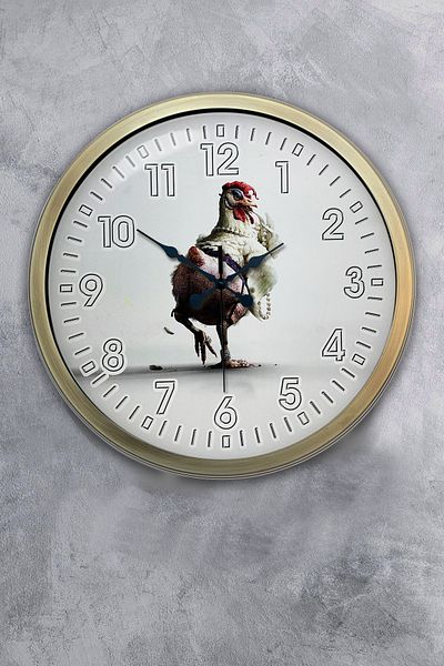 Kasva Concept Gift 40 Cm Tumbled Metal Rooster Wall Clock