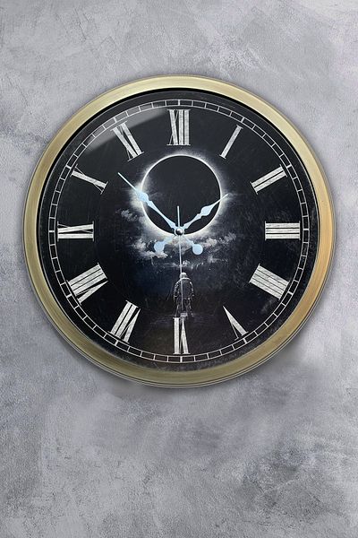 Kasva Concept Gift 40 cm Antique Metal Full Moon Wall Clock