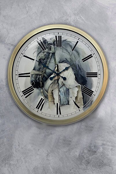 Kasva Concept ساعة حائط هدية على شكل حصان معدني عتيق مقاس 40 سم