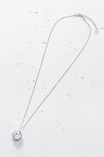 Crystal Diamond Zirconia Kadın Beyaz 4 Karat Tektaş Kolye