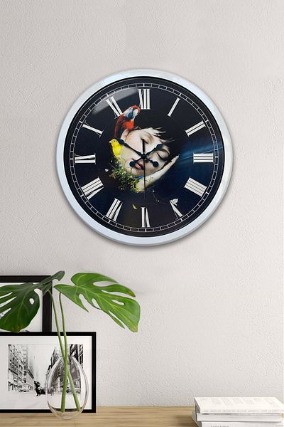Kasva Concept Gift 40 cm White Metal Sleeping Wall Clock