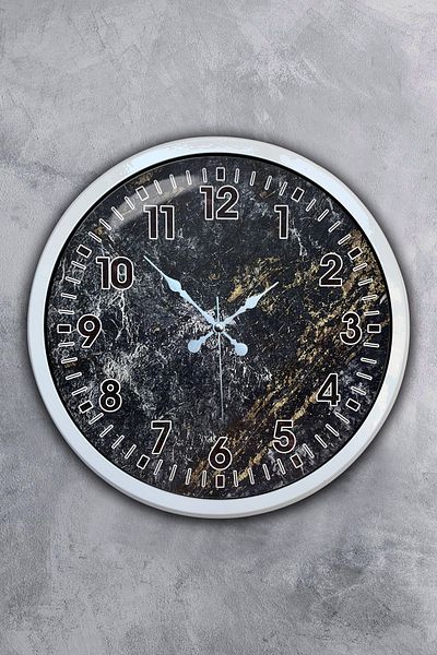 Kasva Concept Gift 40 cm White Metal Marble Wall Clock