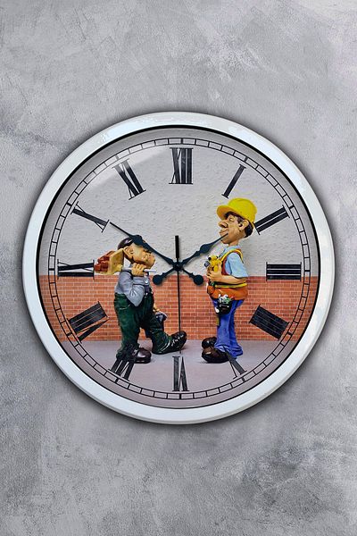 Kasva Concept Gift 40 Cm White Metal Construction Wall Clock