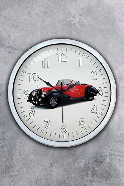 Platin Saat ساعة حائط معرض سيارة معدنية بيضاء مقاس 40 سم