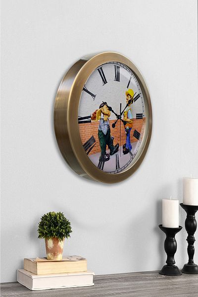 Kasva Concept Gift 36 cm Antique Metal Construction Wall Clock