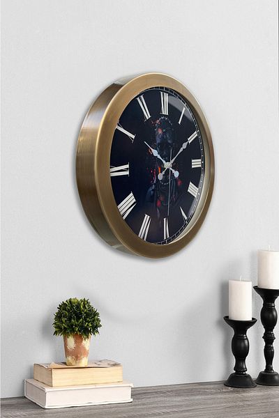 Kasva Concept Ceas de perete pentru fată africană din metal antic de 36 cm