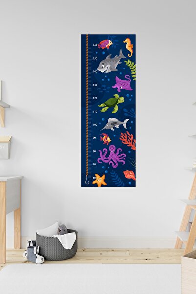 Echo Home Deniz Hayvanları Temalı Çocuk Odası Boy Ölçer Duvar Sticker