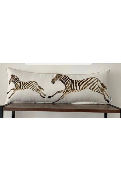 KIRLENTİM E712 80*30 Size Full White Floor Running Zebra Beige Piping
