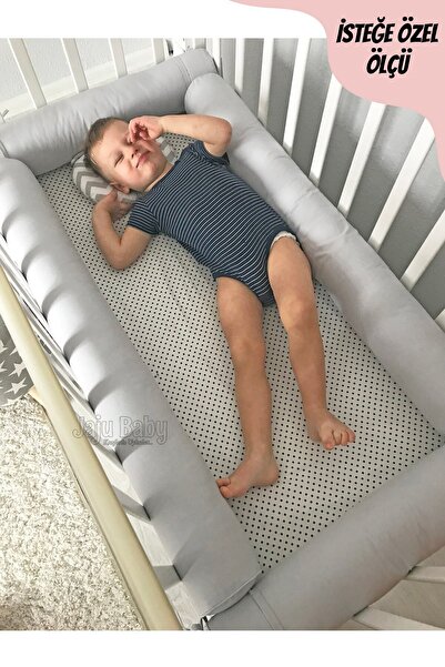 Jaju Baby حاجز سرير مونتيسوري رمادي 90x190 حماية حافة سرير مونتيسوري