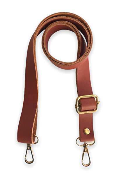 alfa tasarım atölyesi Hakiki Deri Çanta Sapı Altın (120 Cm) - Gül Kurusu Rengi